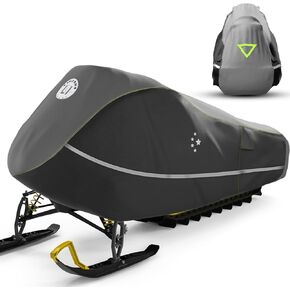 LIBZAKI Snowmobile Cover Waterproof Sled Ski Cover 600D Heavy Duty Oxford Fabric Freeze-Resistant Down to -40°F Compatible with Polaris,Ski-Doo,Arctic Cat,Yamaha,Lynx,Camso,CFMOTO 126"-145" Blue