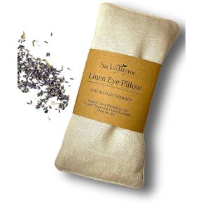 Organic Linen Eye Pillow - Lavender & Flaxseed for Relaxation, Yoga, Stress Relief - Microwavable Heating Pad & Cool Compress - Made in USA - Gifts for Meditation - (Lavender) in Kuwait