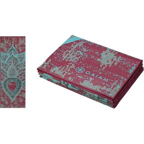 Gaiam Yoga Mat - Folding Travel Fitness & Exercise Mat - Foldable Yoga Mat for All Types of Yoga, Pilates & Floor Workouts (68"L x 24"W x 2mm Thick) in Kuwait