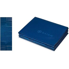 Gaiam Yoga Mat - Folding Travel Fitness & Exercise Mat - Foldable Yoga Mat for All Types of Yoga, Pilates & Floor Workouts (68"L x 24"W x 2mm Thick)