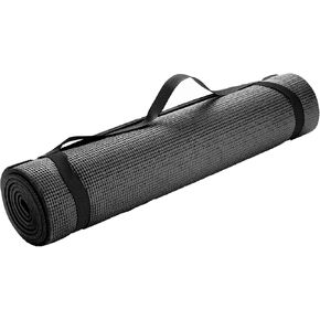 Mind Reader YOGAPVC-BLK All Purpose Extra Thick Yoga Fitness & Exercise Mats with Carrying Strap, High Density Anti-Tear in Kuwait