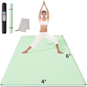 CAMBIVO Large Yoga Mat (6'x 4'), Extra Wide Workout Mat for Men and Women, Yoga Mat Thick 1/3 &1/4 Exercise Mats for Home Workout, Yoga, Pilates (Black,1/4 inch)