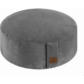 Round Velvet Meditation Pillow D=13"/16" H=5.5" Yoga Bolster Floor Pouf Zafu Buckwheat Meditation Cushion for Sitting on Floor,Removable Organic Cotton Cover Kneeling Pillow