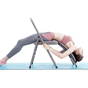 CIGOCIVI Yoga Auxiliary Chair with Lumbar Back Support Relieve Back Pain Chair Foldable Balance Handstand Training Tool
