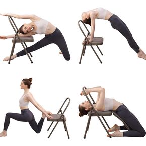 BODY RHYTHM Yoga Auxiliary Chair with Lumbar Back Support for Abs & Core, Balance Handstand, Flexibility and Strength Training and Back Pain Relieving.