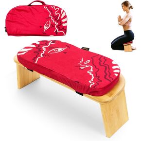 Vision Foldable Bamboo Meditation Bench with Cushion & Carrying Case - Adjustable & Portable Stool for Kneeling Meditation & Sitting - Meditation & Prayer Seat Bench for Kneeling at Home