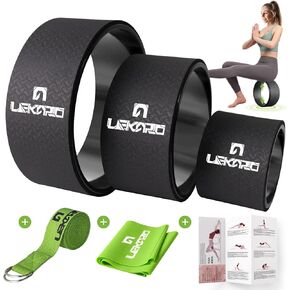 Yoga Wheel Set of 3, Back Roller for Back Pain Relief, Stretching, Multifunctional Back Wheel Improve Flexibility, Strength & Backbends, Deep Tissue Massage, Size 13"/10.5"/6.5''