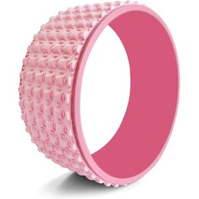 Yoga Wheel - Back Stretcher Back Roller Wheel for Deep Tissue Massage Foam Roller for Back Pain Relief & Stretching - Back Cracker Wheel or Back Cracking Device Pink 12''