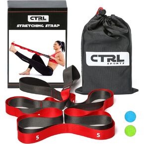 Stretching Strap with Loops - Non Elastic Stretch Band for Physical Therapy, Yoga Strap for Stretching Equipment, Stretch Bands for Exercise and Flexibility - Fascia, Hamstring & Leg Stretcher Belt
