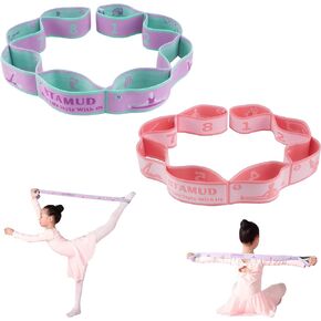 BTAMUD 2 PCS Stretch Strap for Kids Dance Elastic Band for Children Gymnastics Stretching Strap Kids Stretching Bands Multi-Loop Adjustable Exercise Bands Stretching Resistance Ballet Bands -8 Loops