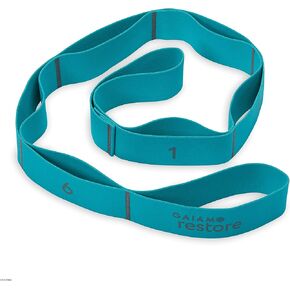 Gaiam Restore Stretch Band Strap - Elastic Stretching Strap with Loops for Medium Resistance Stretch Assist on Leg, Hamstring, Exercise/Fitness/Workout, Physical Therapy Green,Teal