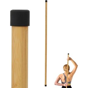 Mobility Stick Natural Bamboo 5ft Yoga Stick, Stretch Stick for Fitness and Physical Rehabilitation, Correct Posture Exercise Stick Stretching Stick and Stretch Stick Posture Corrector