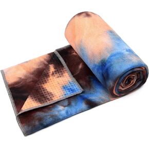 Eunzel Yoga Towel,Hot Yoga Mat Towel with Grip Dots Sweat Absorbent Non-Slip for Hot Yoga, Pilates and Workout 24" x72", Blue in Kuwait