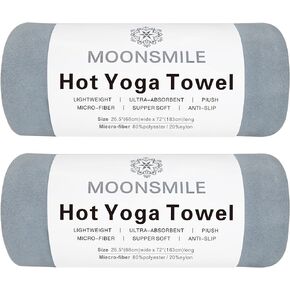 MOONSMILE 2 Pack Hot Yoga Mat Towels for Hot Yoga Non Slip,Ultra-Absorbent,Yoga Essentials for Women and Men,Soft Suede Microfiber Hot Yoga Mat Towels, Pilates Towels