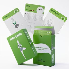 Yoga Exercise Cards-Yoga Poses Poster Workout Cards for Women, Yoga Stuff Set of 70 Flash Cards for Home & Gym