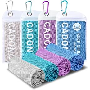 4 Pack Cooling Towel (40"x12"), Soft Breathable Chilly Towel, Ice Towel, Microfiber Towel for Yoga, Sport, Running, Workout,Gym, Camping, Fitness, Workout & More Activities(Multicolor)