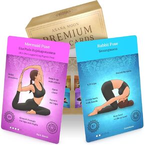 Asana Moon Premium Yoga Cards – Deck with Over 120 Yoga Poses – Yoga Sequencing Deck with Yoga Cues and Sanskrit Names for Beginners and Teachers – Unique Yoga Gift for Women or Any Yoga Lover