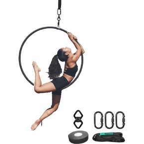 Runner Deer Aerial Lyra Hoop Rigging Set 25mm Stainless Steel Single Tab Ring 31inch to 39 inch Include Spanset Carabiner Swivel