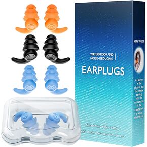 Kids Swimming Ear Plugs, 3 Pairs Waterproof Swimming Ear Plugs for Kids, Soft Silicone Reusable Earplugs, Ear Protection for Showering Swimming Bathing for Children 4-12 Years Old