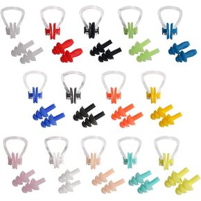 UPINS 14 Sets Silicone Nose Clips Waterproof Swimming Nose Plugs Earplugs for Adults Kids, Ear Nose Protector