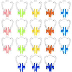18Pcs Swimming Nose Clip, Silicone Swim Nose Plugs with Waterproof Silica Gel for Kids (Age 7+) and Adults, Multi-Color