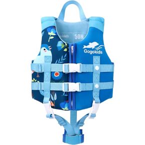Gogokids Toddler Swim Vest, Kids Float Jacket for 20-30-40-50 lbs Girls and Boys, Swimming Floaties with Duel Adjustable Safety Strap, for 2-9 Year Old Children