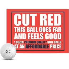Cut Red Golf Balls - Premium, Soft Core Golf Ball - Offers Decreased Ball Spin & Improved Golf Shot Accuracy and Control - 2 Piece Construction (One Dozen)
