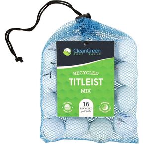 Clean Green Golf Balls 16 Count Recycled Titleist Golf Ball Mix - Each Mix Includes Various Used Titleist Golf Ball Models
