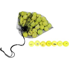 48-Pack Clean Green Recycled Yellow Golf Balls - Neon Colored - Used Good Condition - Includes Mesh Carry Bag - Cheap Golf Balls for Men and Women