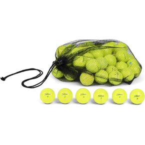 Clean Green Golf Balls 12-48 Recycled Yellow Used for Titleist Prov1x, AVX Golf Ball Mix - Good Condition Graded Balls - Includes GolfBalls and Mesh Carrying Bag