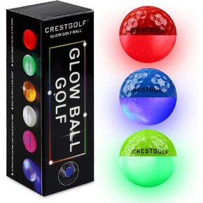 Crestgolf Led Glow Golf Balls in The Dark, Night [Built-in 4 Led] Lights Golf Balls Bright for Golf Long Distance