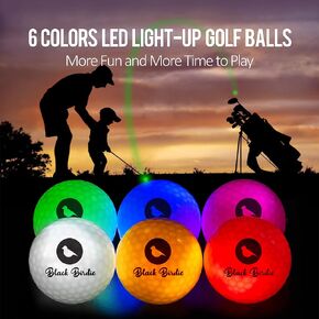 Glow in The Dark Night Golf Balls Light up 10 Minutes Flashing in Six Color for Men Kinds Women Golf Gift, Red, Blue, Orange, White, Pink ,Green