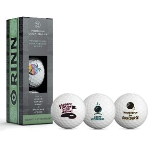 O'RINN GOLF Golf Retirement Gifts for Men and Women - 3 Pack Funny Golf Balls for Dad, Mom, Son, Boss, Coworker and Employee with 3 Messages | Retired Men and Womens Golf Balls | Funny Golf Gifts