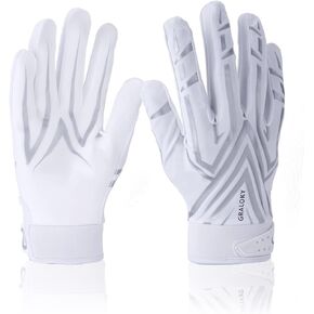Football Gloves Men Women Boys, Youth Adult Football Receiver Gloves, Ultra Sticky Silicone Palm Tacky Grip Football Gloves, Enhanced Performance White Football Gloves