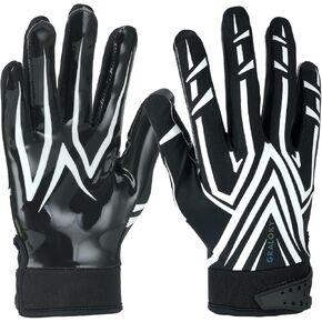 Football Gloves Men Women Boys, Youth Adult Football Receiver Gloves, Ultra Sticky Silicone Palm Tacky Grip Football Gloves, Enhanced Performance White Football Gloves