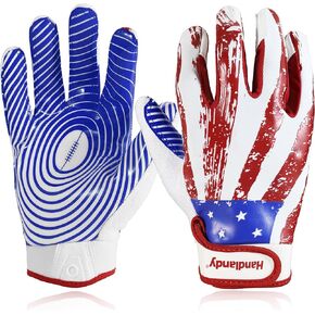 HANDLANDY Youth Football Gloves for Boys Girls, Sticky Wide Receiver Gloves for Kids, Junior Flag Football Gloves