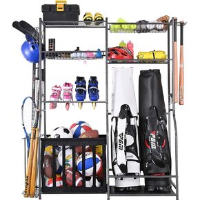 Mythinglogic Garage Sports Equipment Storage, 2 Golf Bag Storage Stand and Other Sports Equipment Storage Rack, Garage Organizer System