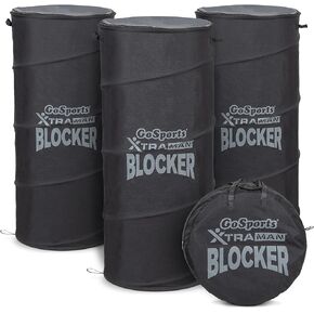 GoSports XTRAMAN PRO Pop Up Defender 3 Pack - Multi-Sport Blocking Dummy - Training Equipment for Basketball, Football, Soccer and More , Black