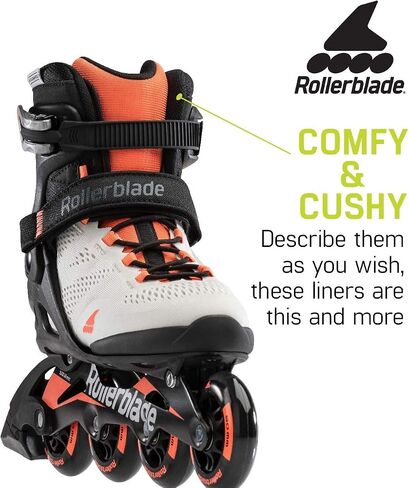 Rollerblade Macroblade 80 حذاء تزلج مضمن للياقة البدنية للنساء البالغات، باللون الرمادي والمرجاني، زلاجات مضمنة للأداء in Kuwait