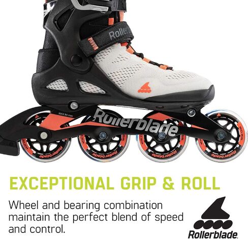 Rollerblade Macroblade 80 حذاء تزلج مضمن للياقة البدنية للنساء البالغات، باللون الرمادي والمرجاني، زلاجات مضمنة للأداء in Kuwait
