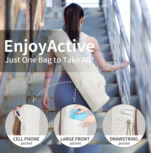 EnjoyActive Yoga Mat Bag | Premium, Waterproof, Multi Pockets, Adjustable Strap | 2 size for 1/4" or 1/2" Thick Yoga Mat Carrier | Perfect Yoga Bag to Gym Class Beach Park Travel for Women & Men in Saudi Arabia