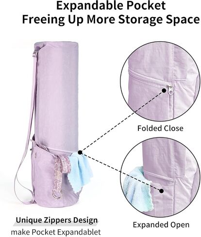 EnjoyActive Yoga Mat Bag | Premium, Waterproof, Multi Pockets, Adjustable Strap | 2 size for 1/4" or 1/2" Thick Yoga Mat Carrier | Perfect Yoga Bag to Gym Class Beach Park Travel for Women & Men in Saudi Arabia