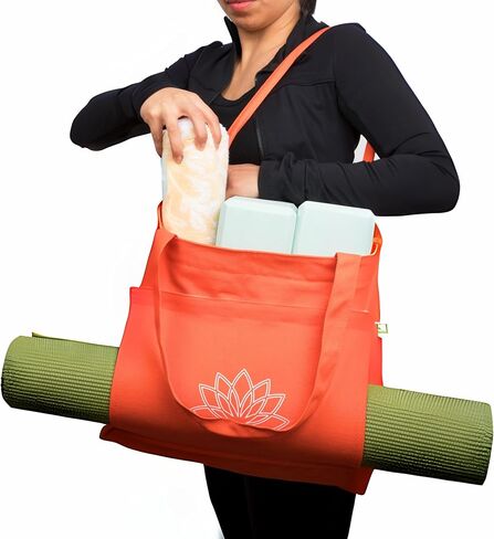 Yoga Mat Bag (17" x 13.75" x 5") - Sturdy Canvas Yoga Mat Carrier Bag For SMALL Or MEDIUM Sized Mats - Your Versatile Tote Yoga Bag with Strap for Travel in Saudi Arabia
