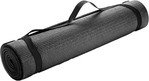 Mind Reader YOGAPVC-BLK All Purpose Extra Thick Yoga Fitness & Exercise Mats with Carrying Strap, High Density Anti-Tear in Kuwait