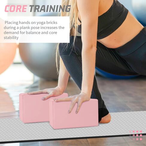 Yoga Block, Yoga Bricks Supportive Latex-Free EVA Foam, Soft Non-Slip Exercise Blocks, Yoga Accessories for Pilates, Meditation, Balance, Stretching and Deep Poses in Kuwait