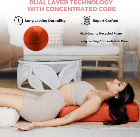 AJNA Yoga Bolster Pillow - Luxurious 100% Organic Vegan Suede - Yoga Bolster for Restorative Yoga - Rectangular Yoga Pillow with Carry Handle - Machine Washable Cover in Saudi Arabia