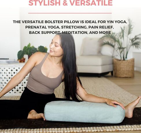 AJNA Yoga Bolster Pillow - Luxurious 100% Organic Vegan Suede - Yoga Bolster for Restorative Yoga - Rectangular Yoga Pillow with Carry Handle - Machine Washable Cover in Saudi Arabia