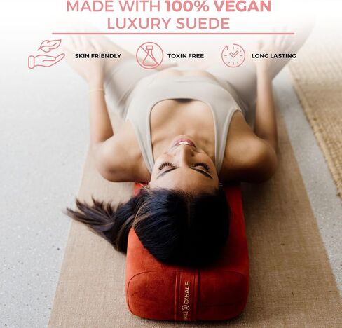 AJNA Yoga Bolster Pillow - Luxurious 100% Organic Vegan Suede - Yoga Bolster for Restorative Yoga - Rectangular Yoga Pillow with Carry Handle - Machine Washable Cover in Saudi Arabia