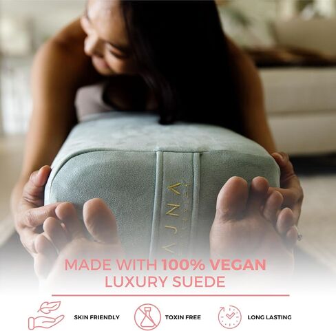 AJNA Yoga Bolster Pillow - Luxurious 100% Organic Vegan Suede - Yoga Bolster for Restorative Yoga - Rectangular Yoga Pillow with Carry Handle - Machine Washable Cover in Saudi Arabia