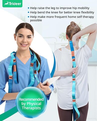 Trideer Stretching Strap with 10 Loops & Non-Elastic Yoga Strap for Stretching&Hamstring & Leg Stretch Strap for Physical Therapy, Flexibility- [Designed with Letters & Inspirational Remarks] in Kuwait